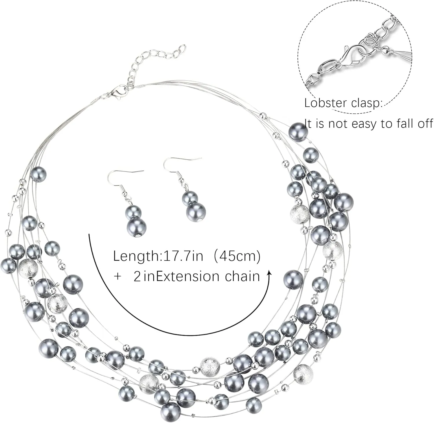 FULU AUTUMN Layered Pearl Necklace Multi-strand Pearl Choker Necklaces for Women Beaded jewelry for Wedding Parties