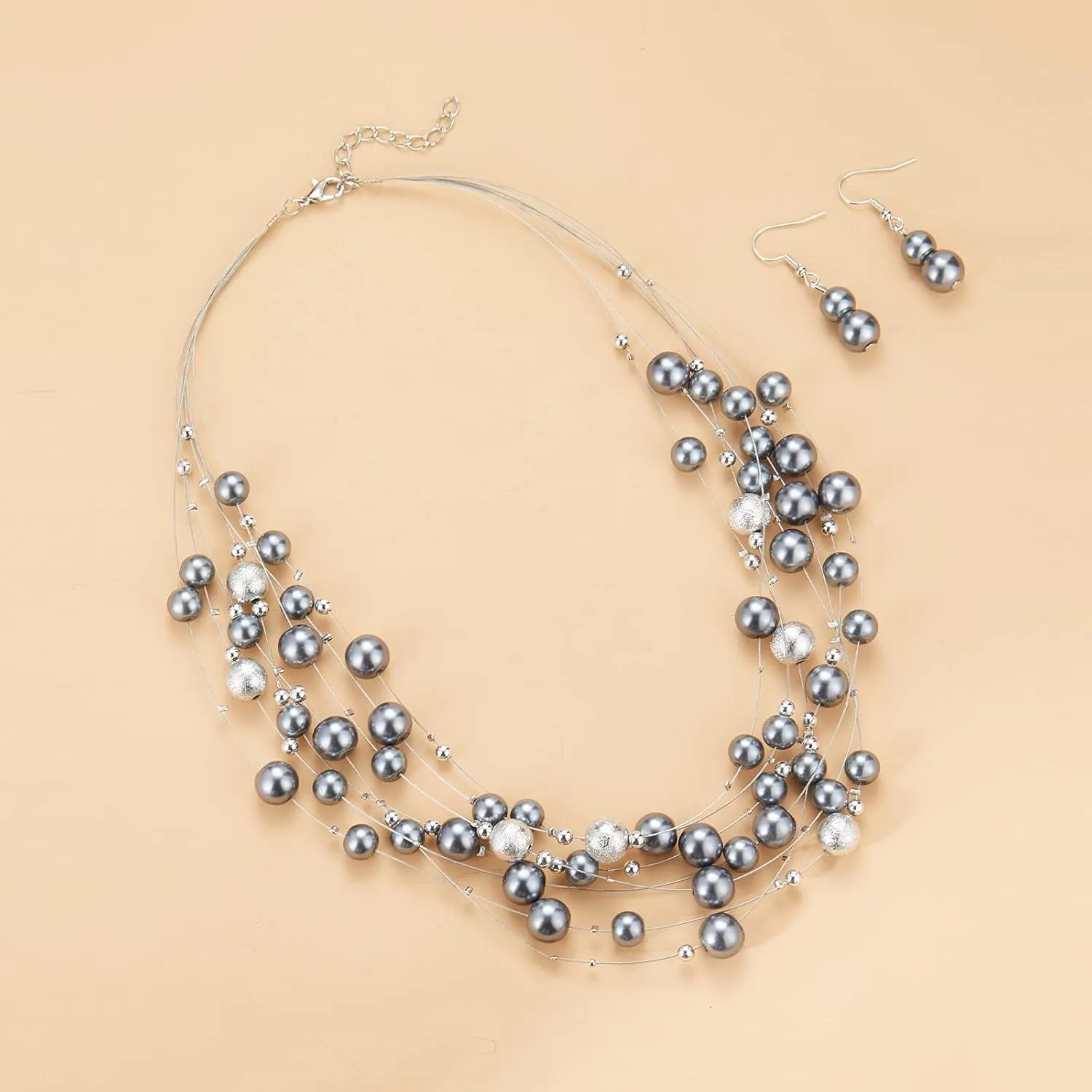 FULU AUTUMN Layered Pearl Necklace Multi-strand Pearl Choker Necklaces for Women Beaded jewelry for Wedding Parties