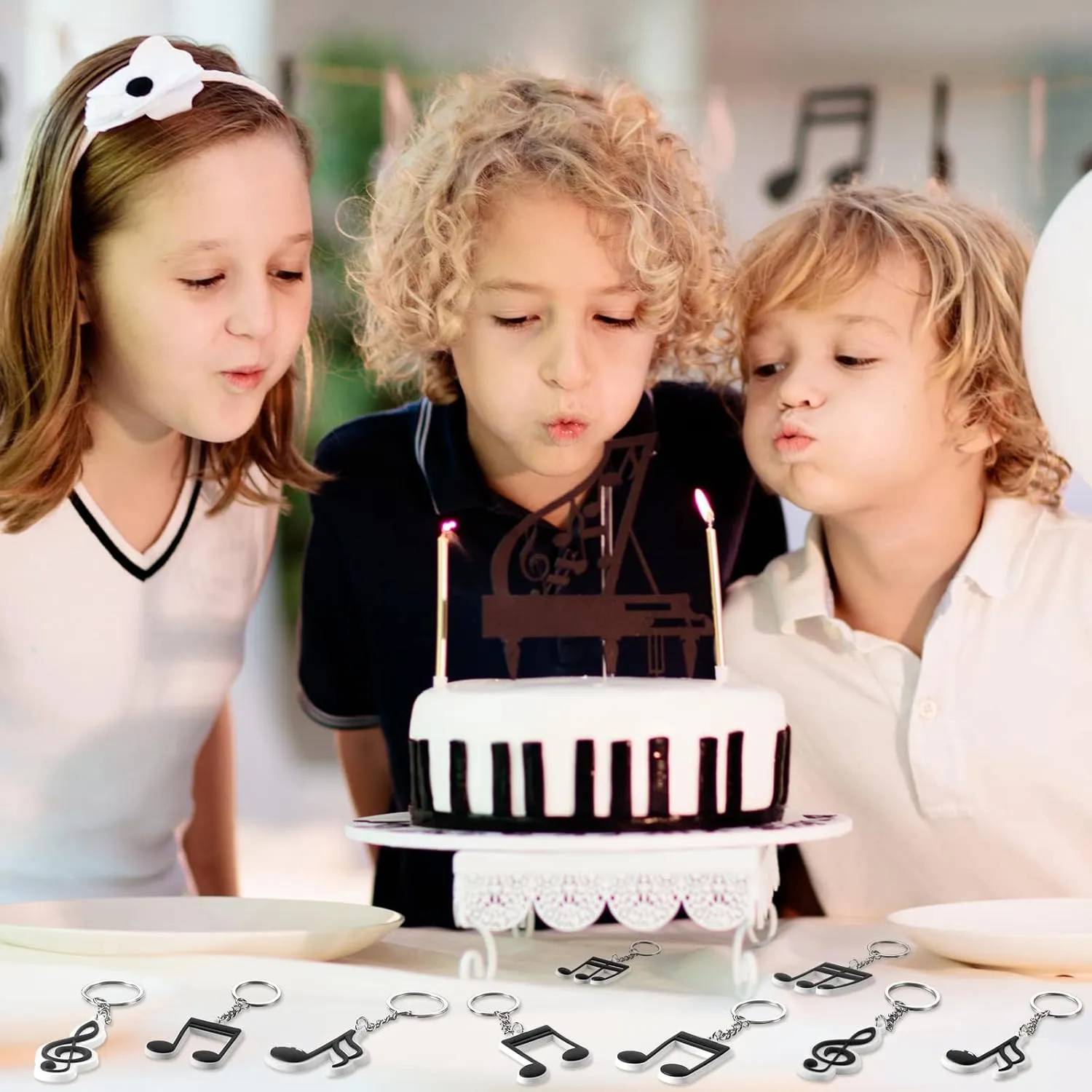 Fumete Music Party Favors Keychain Piano Note Silicone Key Chains Gift Bulk Musical Themed Radio School Karaoke Bag Backpack Baby Shower Birthday Easter Gifts for Kids Supplies