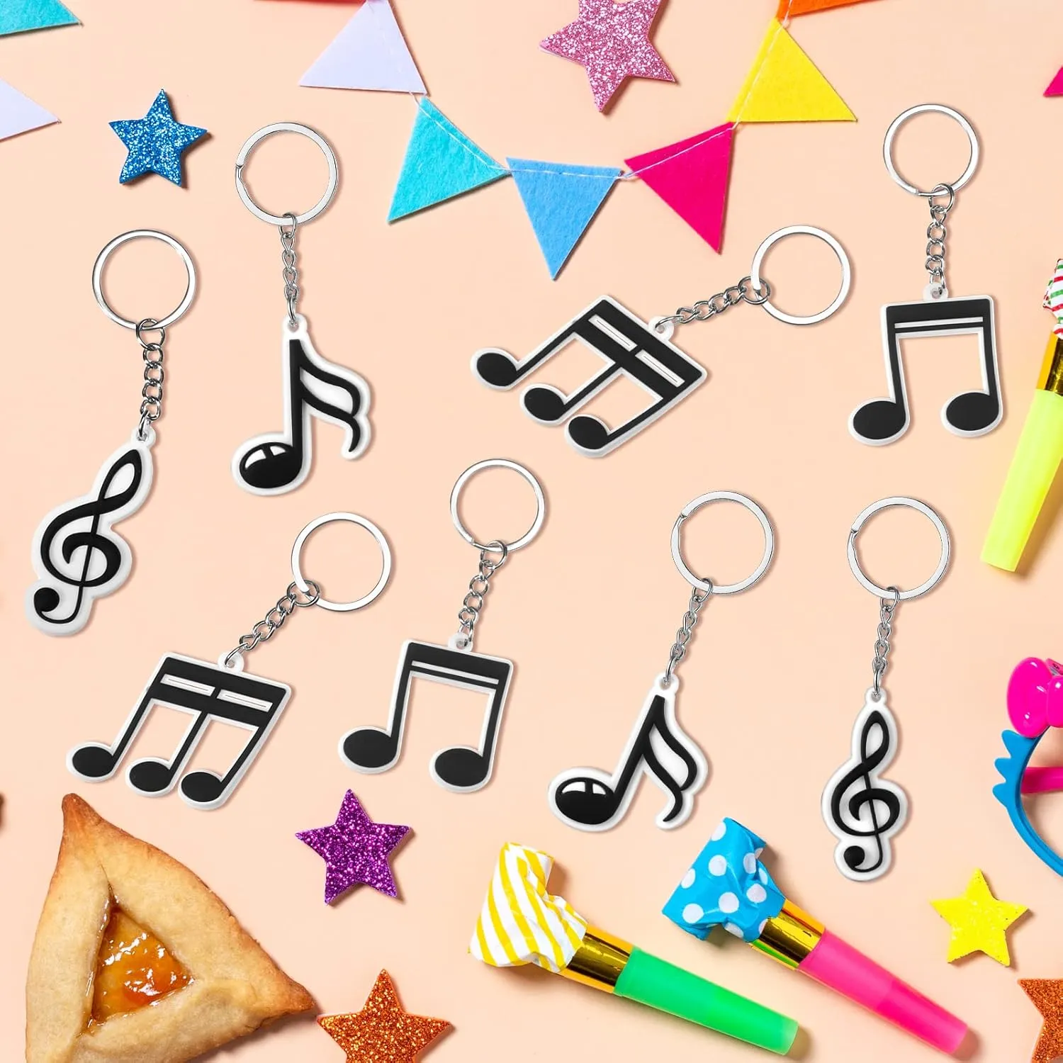 Fumete Music Party Favors Keychain Piano Note Silicone Key Chains Gift Bulk Musical Themed Radio School Karaoke Bag Backpack Baby Shower Birthday Easter Gifts for Kids Supplies