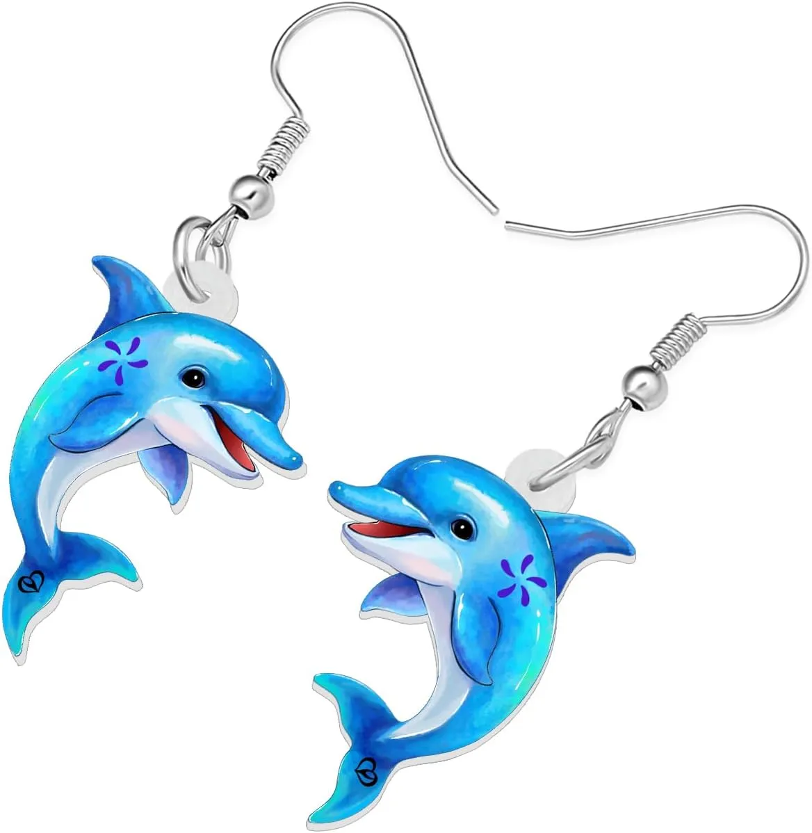 Fun Dolphin Earrings Dangle Acrylic Ocean Animals Jewelry Sea Gifts for Women Summer Charms