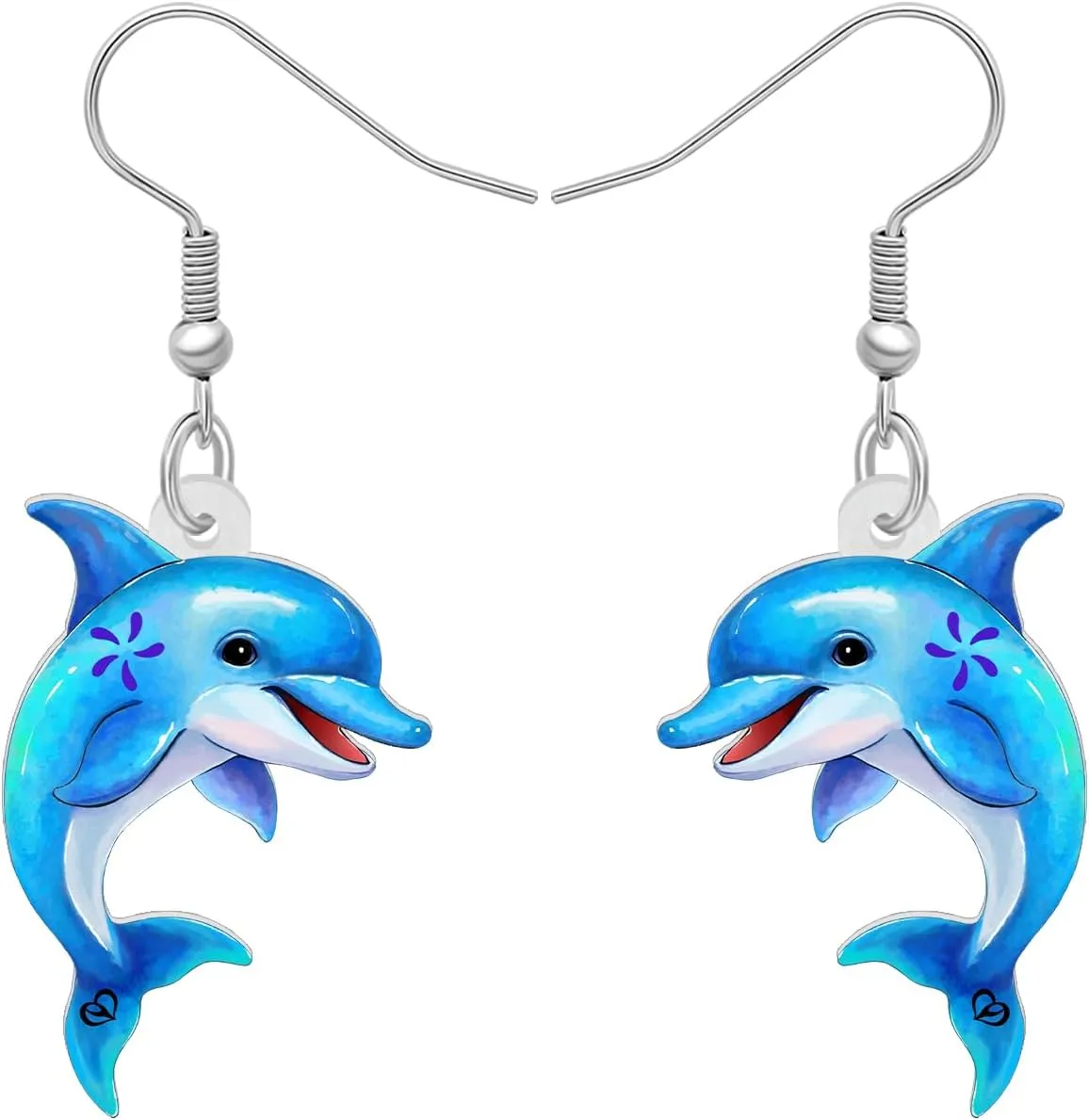 Fun Dolphin Earrings Dangle Acrylic Ocean Animals Jewelry Sea Gifts for Women Summer Charms