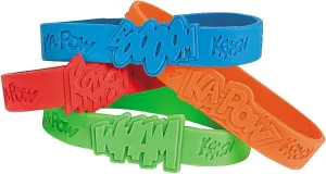 Fun Express Superhero Saying Rubber Bracelets (24 Pieces) Classroom Incentives, School Store Supplies, Party Favors