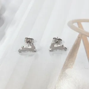 Funny Running Bunny Small Stud Cartilage Earrings for Women Stainless Steel Tiny Cute Simple Polished Rabbit Tragus Minimalist Earring Hypoallergenic Easter Holiday Jewelry for Animal Lovers