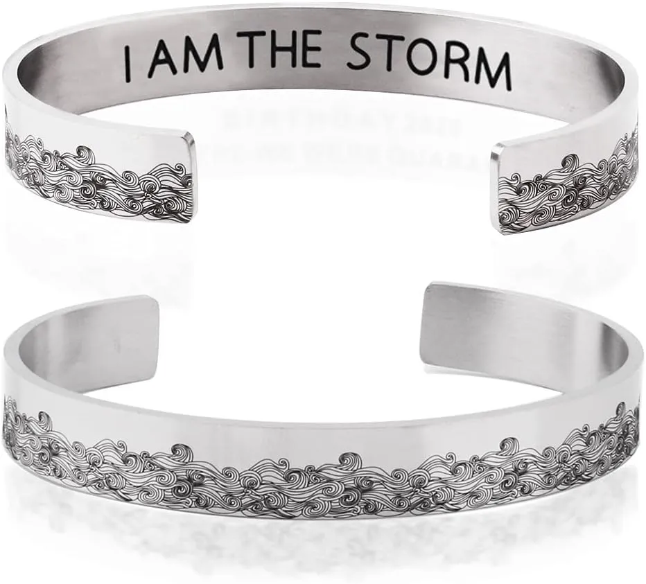 Fuqimanman2020 Inspirational Bracelets for Women Personalized Gift for Her Engraved Mantra Cuff Bangle Birthday Christmas Jewelry Gift For Friends