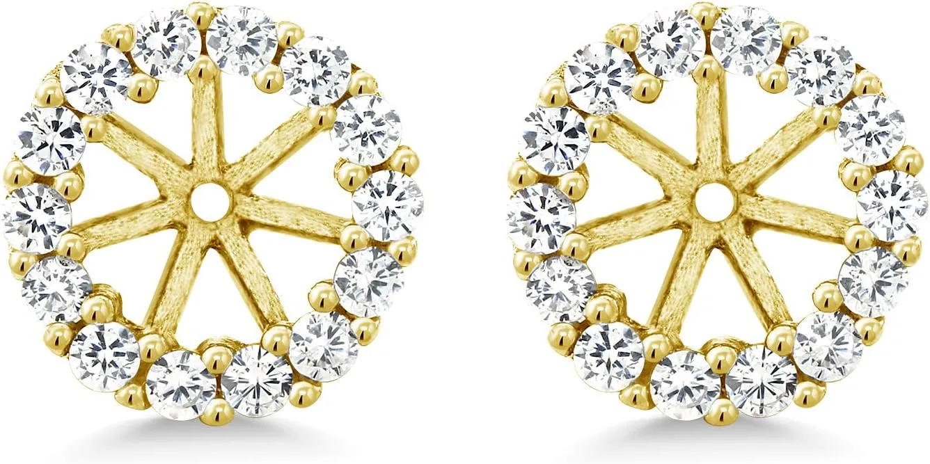 Gem Stone King 18K Yellow Gold Plated Silver Earring Jackets Fits 5MM Round Studs