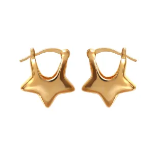 Gempires Lightweight Stylish Star Hoop Earrings Elegant Minimalist Handmade Jewelry Hypoallergenic Gold Plated Dangling Everday Wear Jewelry Gifts For All Occasions