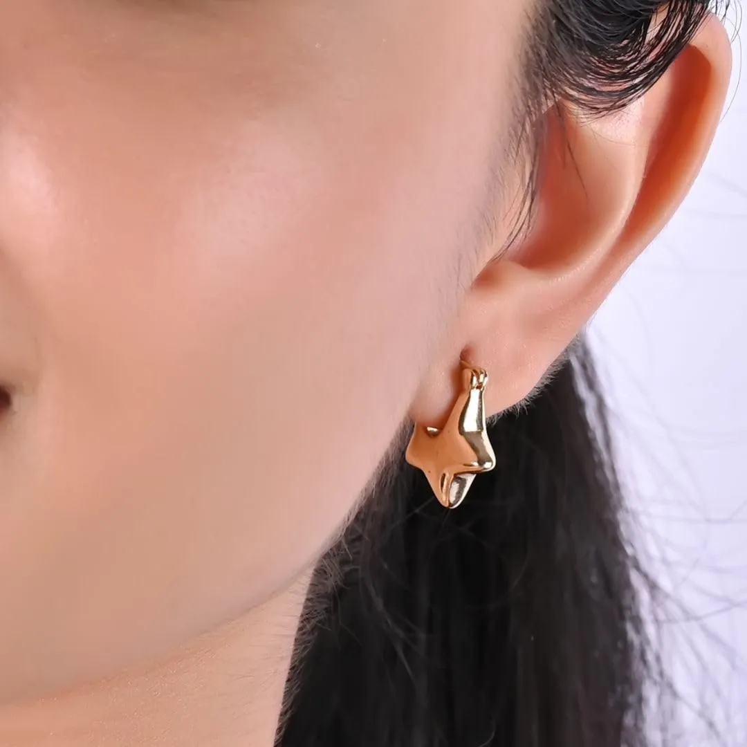 Gempires Lightweight Stylish Star Hoop Earrings Elegant Minimalist Handmade Jewelry Hypoallergenic Gold Plated Dangling Everday Wear Jewelry Gifts For All Occasions