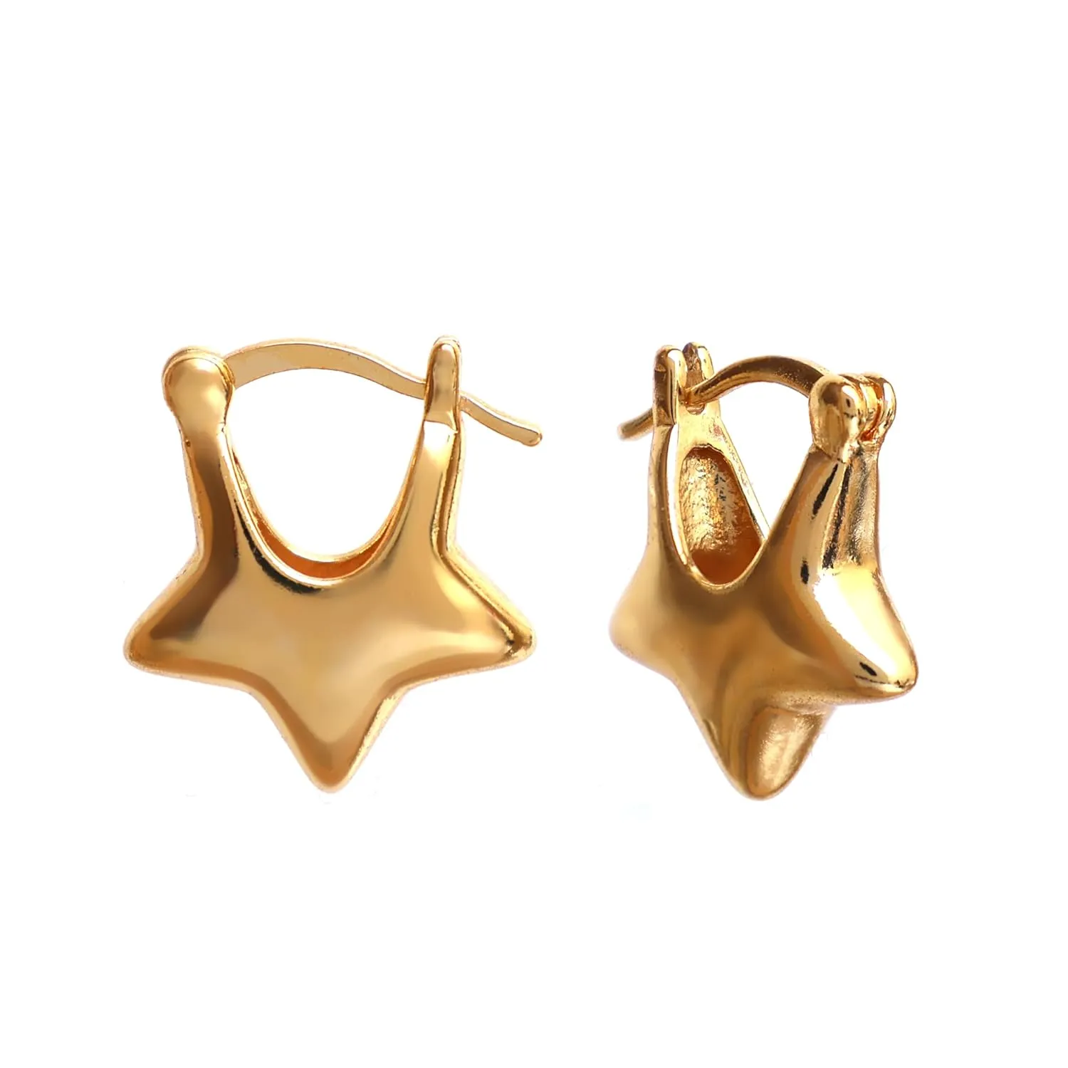 Gempires Lightweight Stylish Star Hoop Earrings Elegant Minimalist Handmade Jewelry Hypoallergenic Gold Plated Dangling Everday Wear Jewelry Gifts For All Occasions