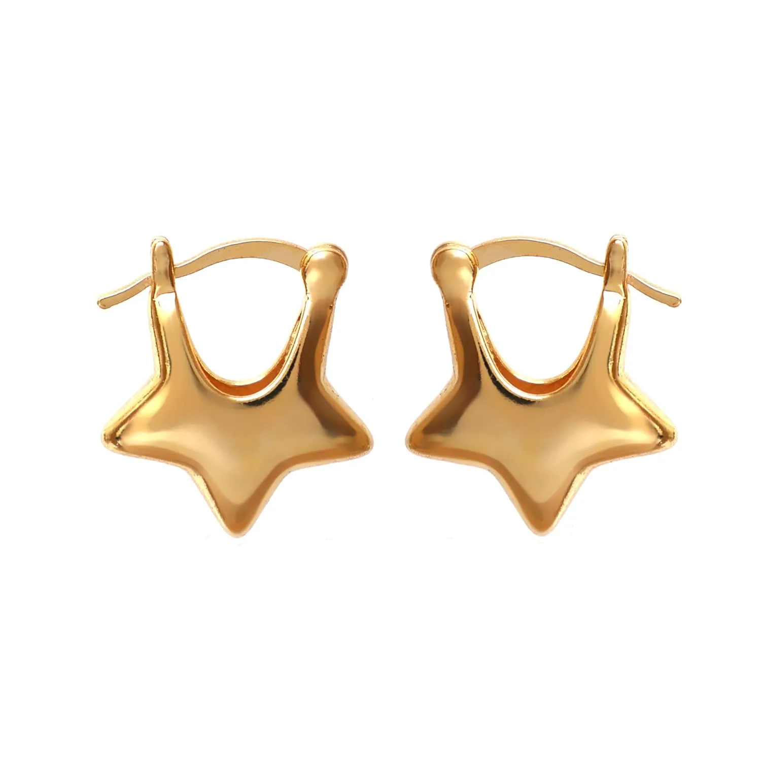 Gempires Lightweight Stylish Star Hoop Earrings Elegant Minimalist Handmade Jewelry Hypoallergenic Gold Plated Dangling Everday Wear Jewelry Gifts For All Occasions