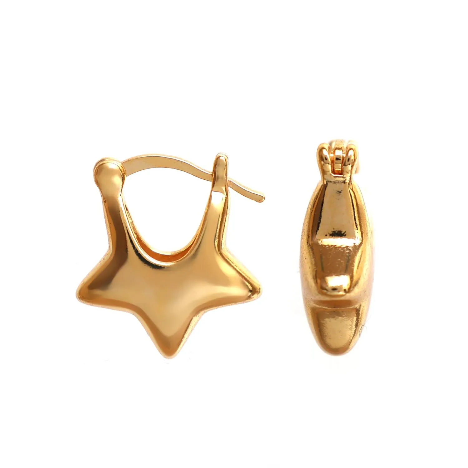 Gempires Lightweight Stylish Star Hoop Earrings Elegant Minimalist Handmade Jewelry Hypoallergenic Gold Plated Dangling Everday Wear Jewelry Gifts For All Occasions