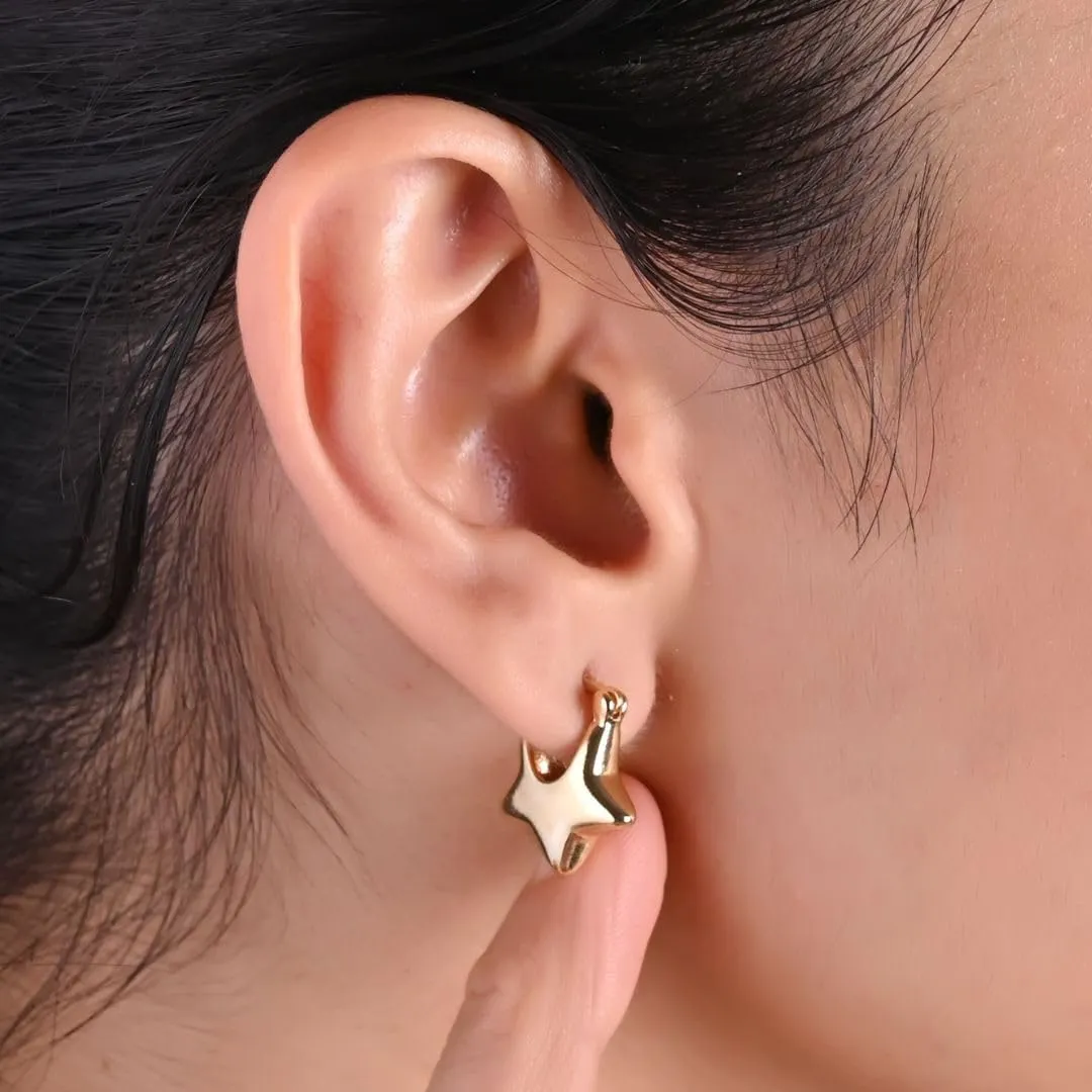 Gempires Lightweight Stylish Star Hoop Earrings Elegant Minimalist Handmade Jewelry Hypoallergenic Gold Plated Dangling Everday Wear Jewelry Gifts For All Occasions
