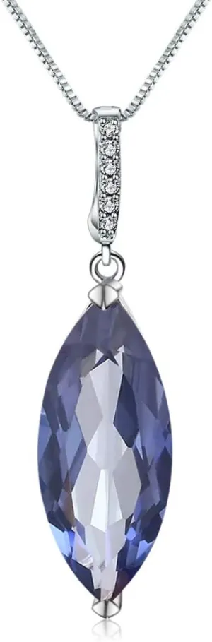 Gem's Beauty 925 Sterling Silver Gemstone Necklaces & Pendants for Women Fine Jewelry, Chain 16" 2" Extend