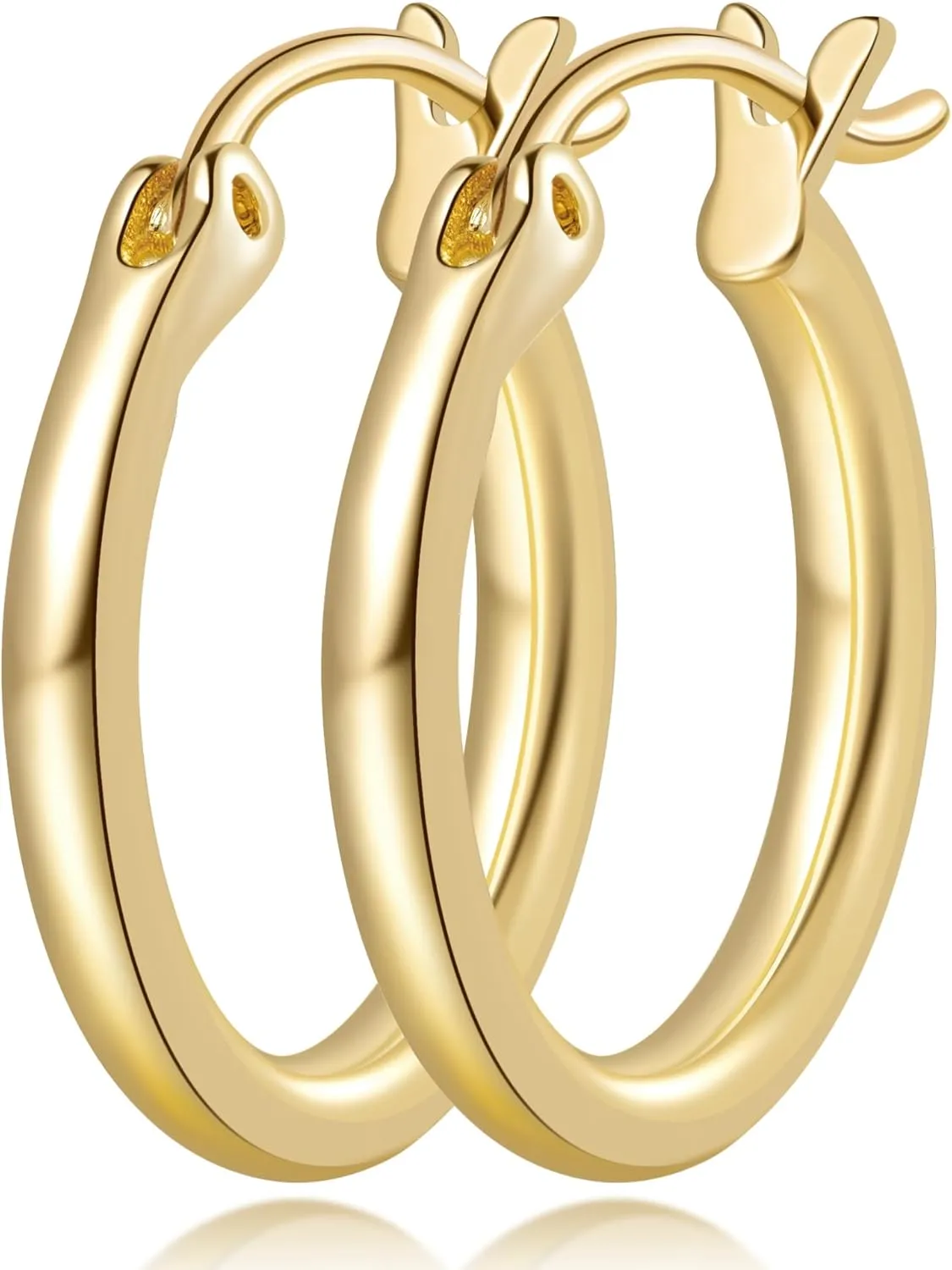 GIORGIA GIBBS Gold Earrings 14K Gold Hoop Earrings for Women Trendy Clean Line Chunky Thin Hoop Earring for Woman Non Tarnish 15 MM/28 MM