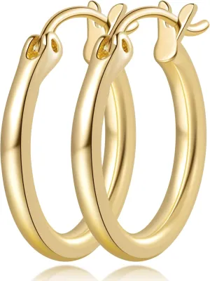 GIORGIA GIBBS Gold Earrings 14K Gold Hoop Earrings for Women Trendy Clean Line Chunky Thin Hoop Earring for Woman Non Tarnish 15 MM/28 MM
