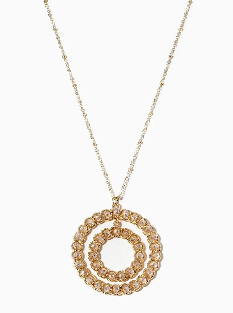 Glass Bead Double Pendant Necklace