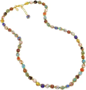 Glass Of Venice Murano Necklace Longer Length - Italian Multicolor Sommerso Sparkling Beads Handmade Blown Glass for Women