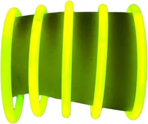 Glow With Us Brand Glow Sticks Bracelets Bulk Wholesale, 100 8 Yellow Glow Bracelets, Bright Color, Glow 8-12 Hrs, 100 Connectors Included, Glow Party Favor Supplies, Sturdy Packaging, Great Fun.