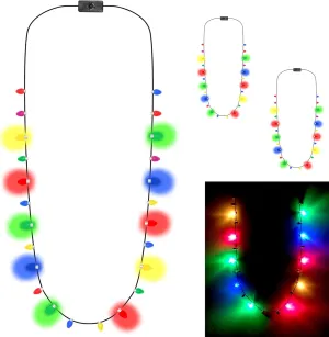 Glowmaker Christmas Necklace | Bright Light | Best Christmas Accessories | Fun and Bright 38 inch Necklace | Indoor Ornament Christmas Necklace |