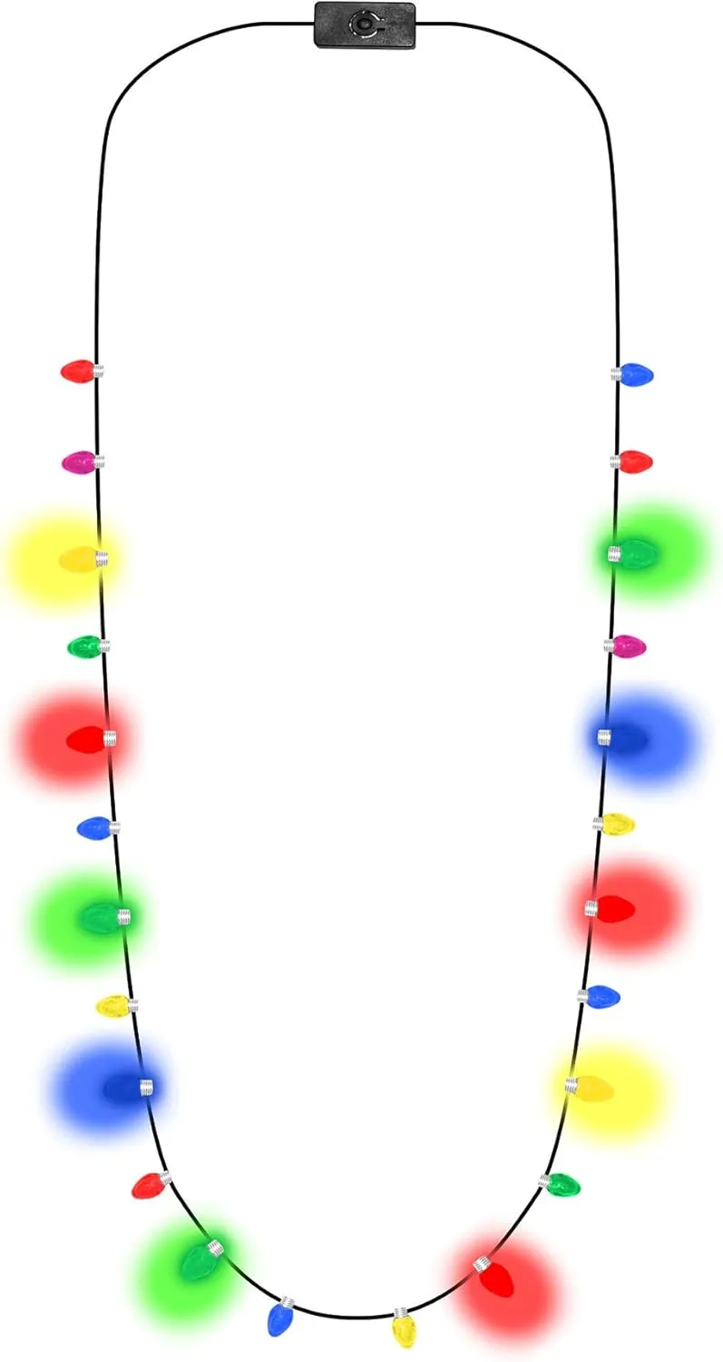 Glowmaker Christmas Necklace | Bright Light | Best Christmas Accessories | Fun and Bright 38 inch Necklace | Indoor Ornament Christmas Necklace |