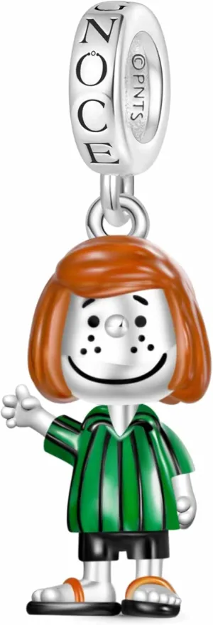 GNOCE Peanuts Peppermint Patty Pendant Dangle Charm Bracelet for Women, S925 Sterling Silver Dangle Charms for Women Wife, Valentines Day, Mothers Day Jewelry