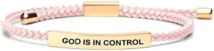 God Is In Control Inspirational Bracelets for Women Men Christian Faith Bracelets Handmade Letter Braided Bracelet Adjustable Stainless Steel Christmas Birthday Gifts Jewelry