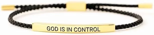 God Is In Control Inspirational Bracelets for Women Men Christian Faith Bracelets Handmade Letter Braided Bracelet Adjustable Stainless Steel Christmas Birthday Gifts Jewelry