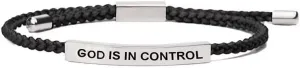 God Is In Control Inspirational Bracelets for Women Men Christian Faith Bracelets Handmade Letter Braided Bracelet Adjustable Stainless Steel Christmas Birthday Gifts Jewelry