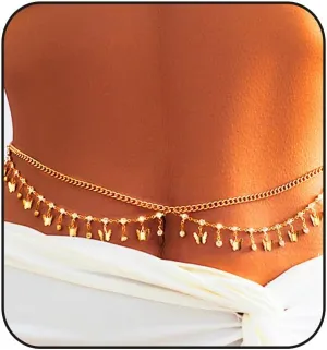 Gold Belly Chain Rhinestone Body Jewelry Chain Plated Waist Chains Layered Body Waist Summer Beach Bikini Jewelry for Women