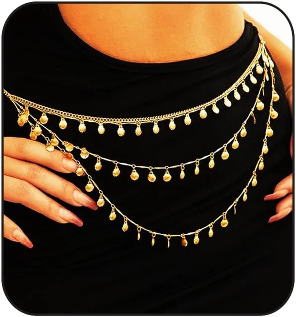 Gold Belly Chain Rhinestone Body Jewelry Chain Plated Waist Chains Layered Body Waist Summer Beach Bikini Jewelry for Women