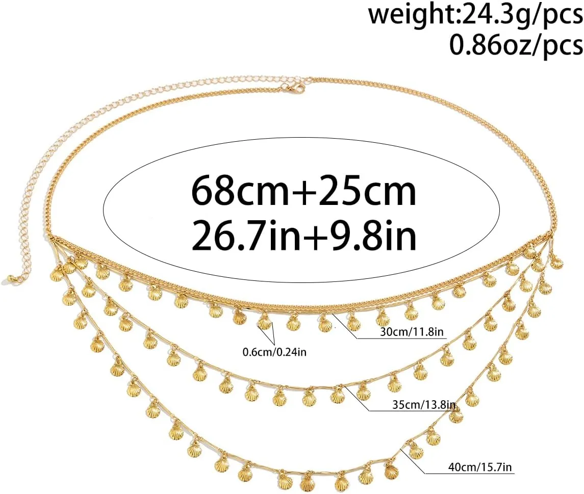 Gold Belly Chain Rhinestone Body Jewelry Chain Plated Waist Chains Layered Body Waist Summer Beach Bikini Jewelry for Women