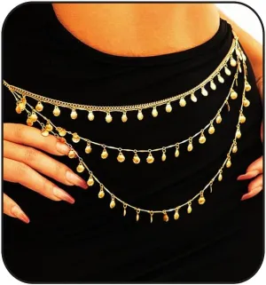 Gold Belly Chain Rhinestone Body Jewelry Chain Plated Waist Chains Layered Body Waist Summer Beach Bikini Jewelry for Women