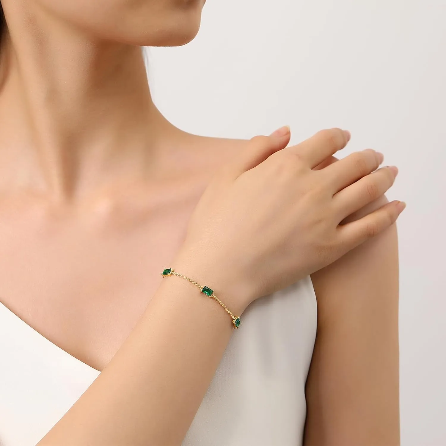 Gold Birthstone Bracelets for Women Dainty Simple Women Link Bracelet Fine Jewelry Christmas Mother's Day Birthday Gifts for Women Wife Girlfriend Her