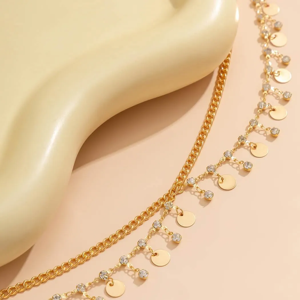 Gold Body Chain Rhinestone Belly Chain Jewelry, Plated Waist Chains Layered Body Waist Summer Beach Bikini Jewelry for Women