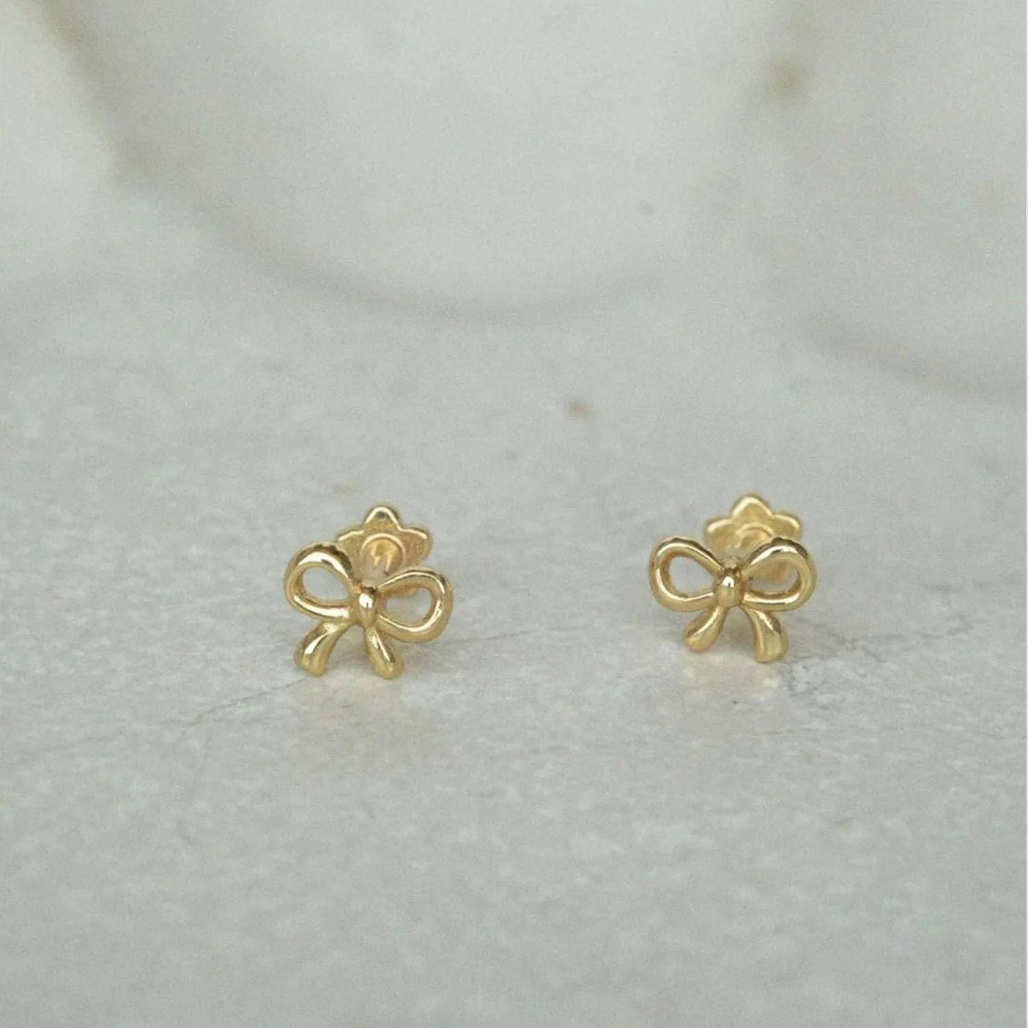 Gold Bow Earrings Dainty Minimalist Simple Bow Earrings Jewelry Gift for Her Women