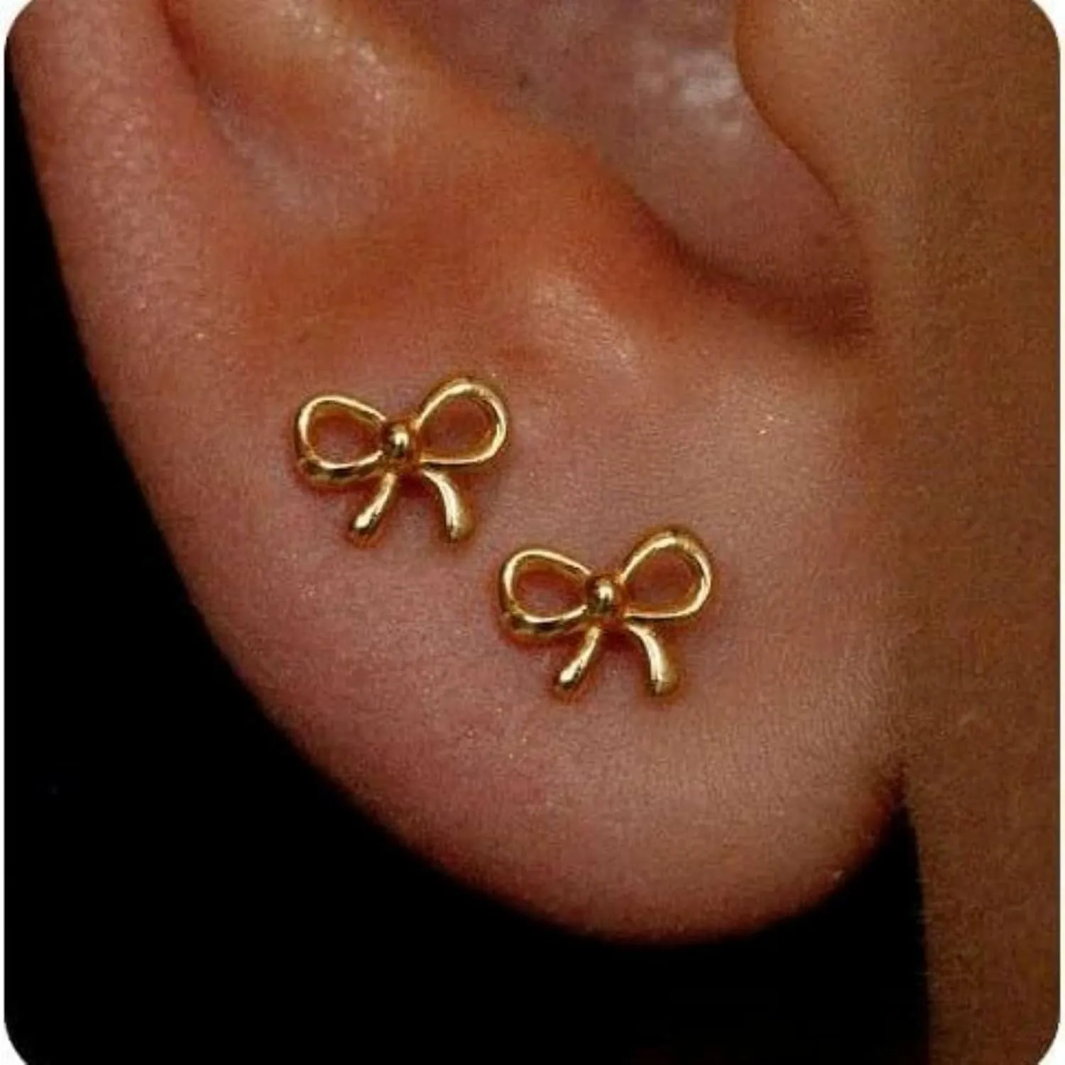 Gold Bow Earrings Dainty Minimalist Simple Bow Earrings Jewelry Gift for Her Women