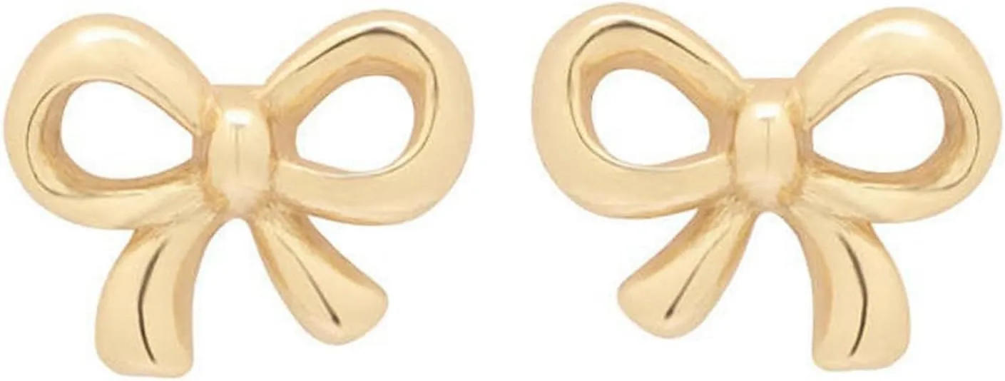 Gold Bow Earrings Dainty Minimalist Simple Bow Earrings Jewelry Gift for Her Women