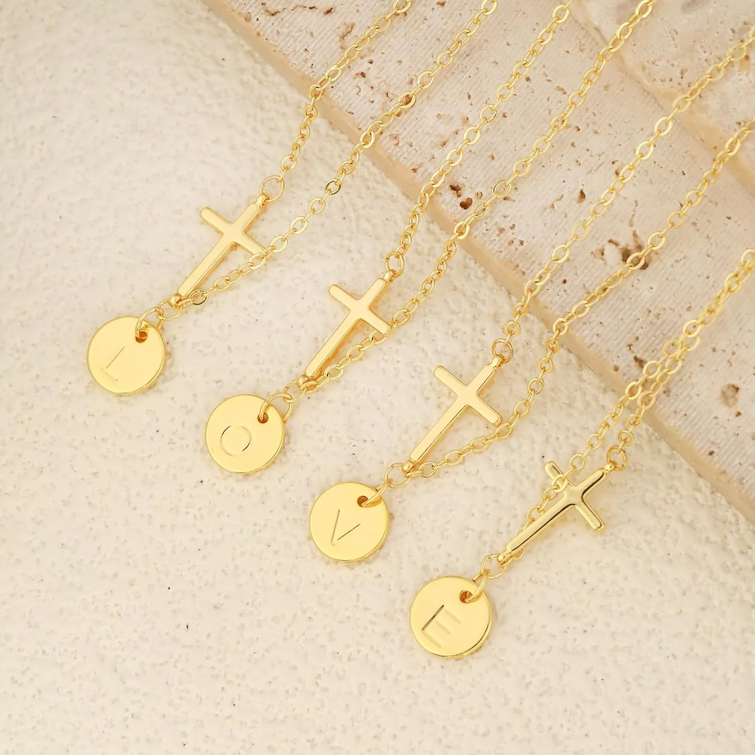Gold Bracelets for Women 14K Real Gold Plated Cross Initial Charm Bracelet Dainty Cute Trendy Custom Letter Bracelets Waterproof Non Tarnish Simple Fashion Jewelry Gifts