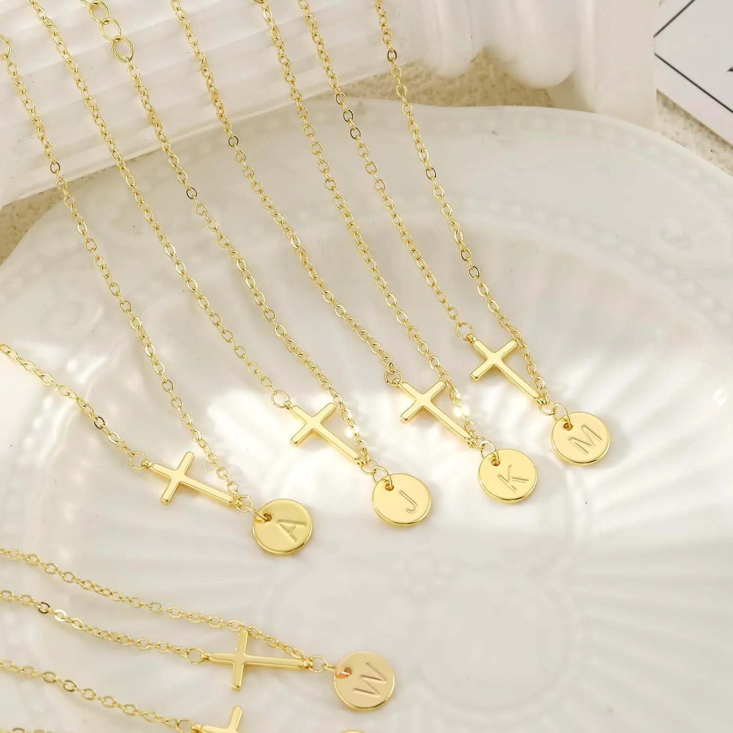 Gold Bracelets for Women 14K Real Gold Plated Cross Initial Charm Bracelet Dainty Cute Trendy Custom Letter Bracelets Waterproof Non Tarnish Simple Fashion Jewelry Gifts