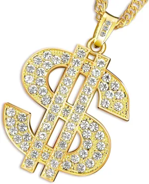 Gold Chain With Dollar Sign Pendant Necklace - Hip Hop Money Chain