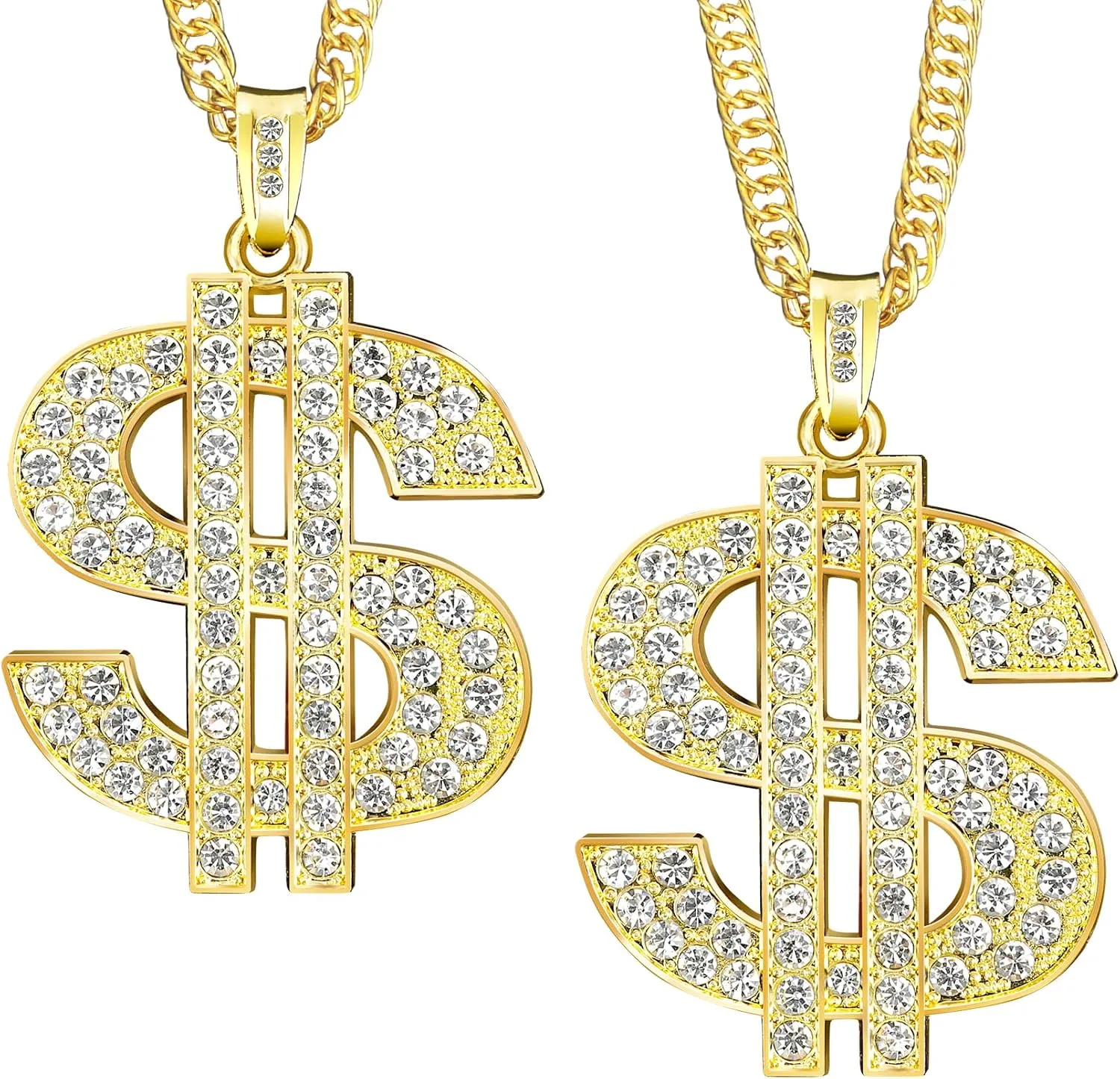 Gold Chain with Dollar Sign,Fake Gold Chain18k Gold Plated Necklace,Money Chain Hip Hop Chain Big Gold Chain Necklace for Women Mens Necklace,Dollar Sign Pendant Necklace