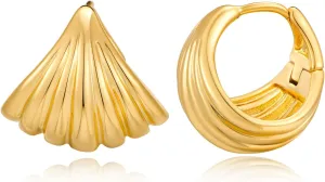 Gold Chunky Huggies Hoop Earrings Textured CZ Twisted Round Thick hoop Earrings for Women Jewelry