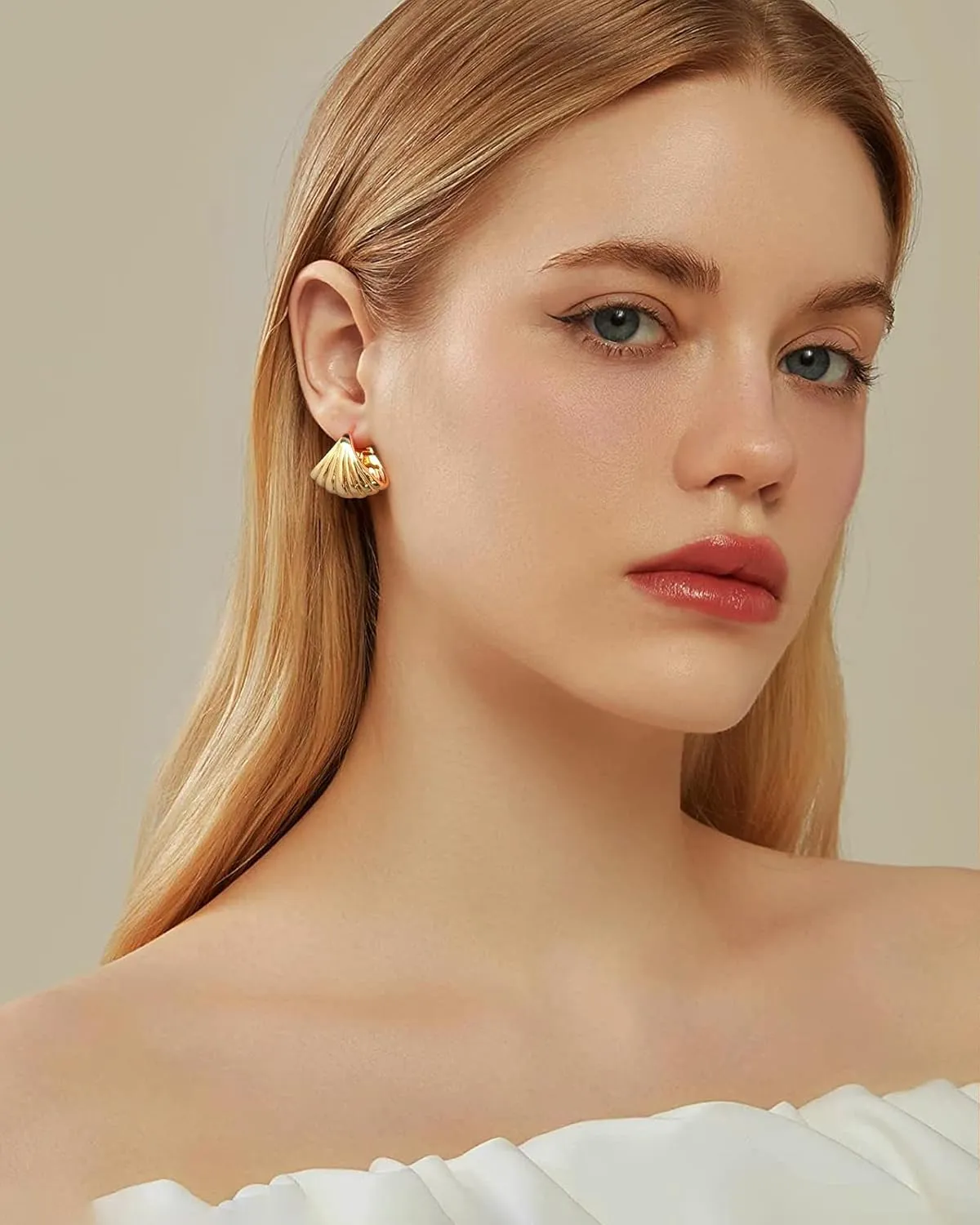 Gold Chunky Huggies Hoop Earrings Textured CZ Twisted Round Thick hoop Earrings for Women Jewelry