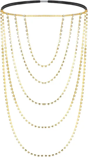 Gold Crystal Leg Chains Women's Rhinestone Body Chain Boho Layered Thigh Leg Chain Body Jewelry Accessories for Women and Girls