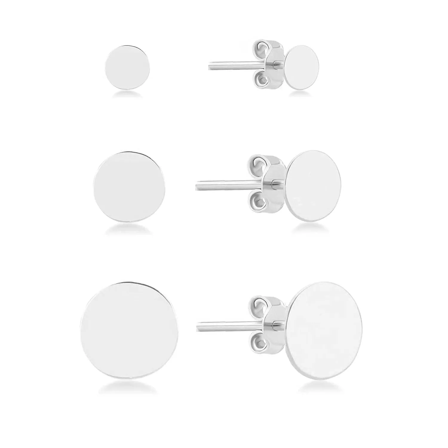Gold Dot Disc Stud Earrings, 14k Solid Gold Tiny Stud Earrings, Flat Dot Disc Earrings, Dainty Minimalist Earrings for Women Men Girls (5mm)