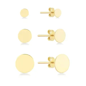 Gold Dot Disc Stud Earrings, 14k Solid Gold Tiny Stud Earrings, Flat Dot Disc Earrings, Dainty Minimalist Earrings for Women Men Girls (5mm)
