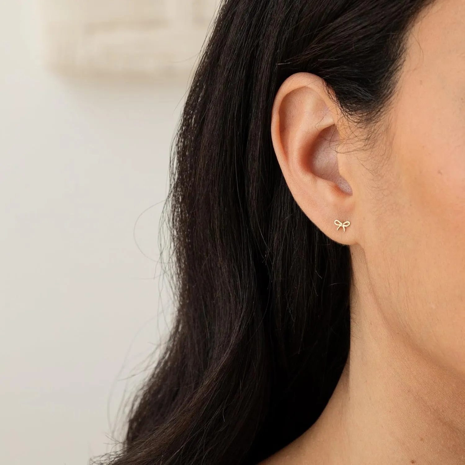 Gold Earrings-14K Gold/Silver Plated Bow Stud Earrings Minimalist Trendy Dainty Cute Bow Ribbon Earrings for Women Gifts