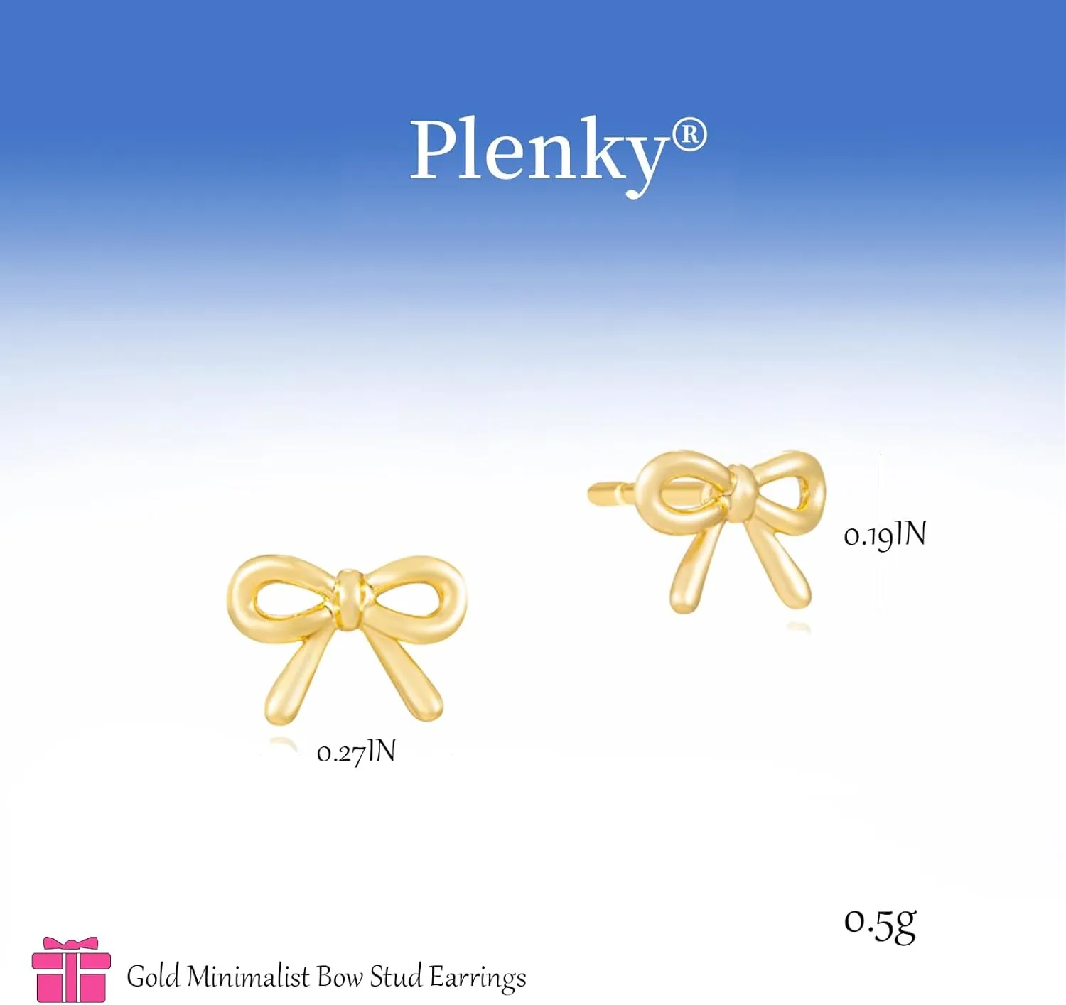 Gold Earrings-14K Gold/Silver Plated Bow Stud Earrings Minimalist Trendy Dainty Cute Bow Ribbon Earrings for Women Gifts
