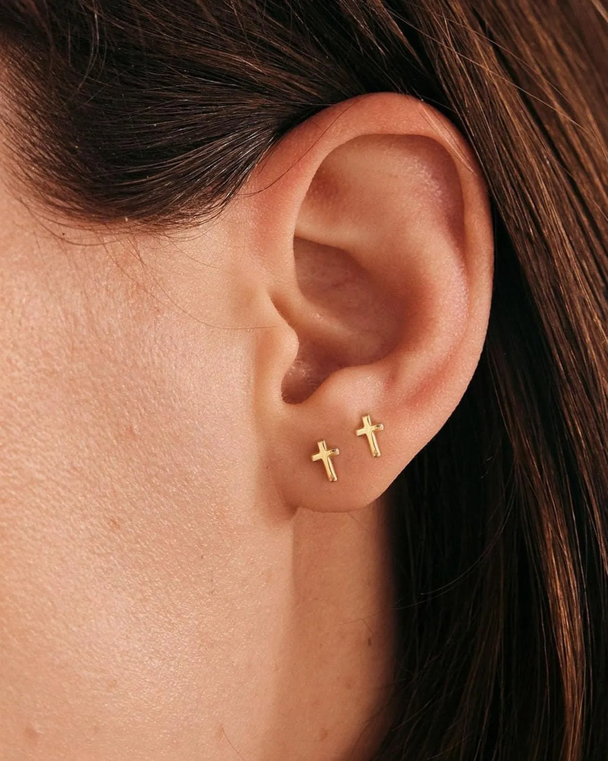 Gold Earrings for Women 14K Gold Plated Cross Stud Earring Dainty Minimalist Simple Small Earrings Jewelry Gift for Her
