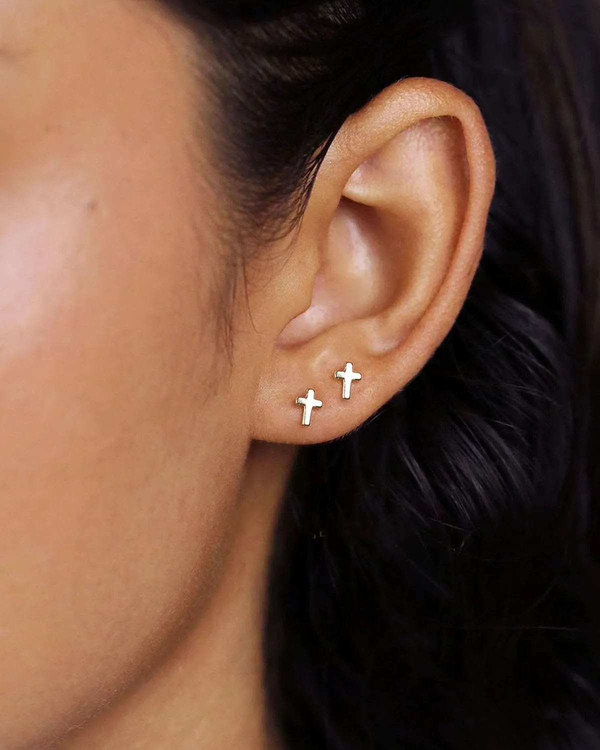 Gold Earrings for Women 14K Gold Plated Cross Stud Earring Dainty Minimalist Simple Small Earrings Jewelry Gift for Her